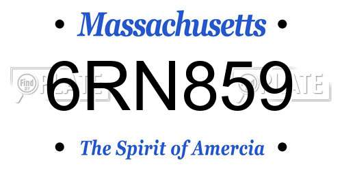 6RN859 Massachusetts License Plate