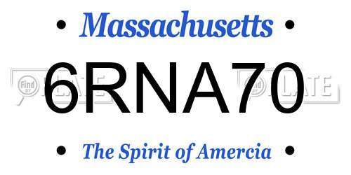 6RNA70 Massachusetts License Plate