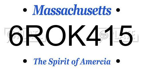 6ROK415 Massachusetts License Plate