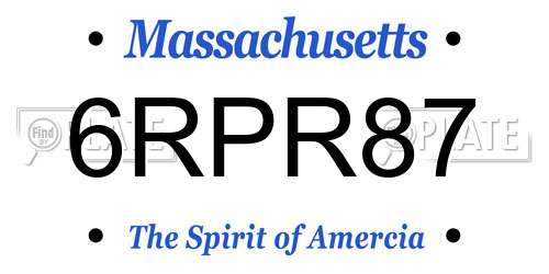 6RPR87 Massachusetts License Plate
