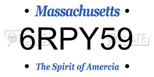 6RPY59 Massachusetts License Plate
