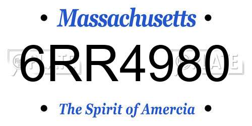 6RR4980 Massachusetts License Plate
