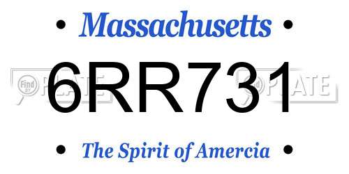 6RR731 Massachusetts License Plate