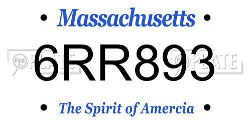 6RR893 Massachusetts License Plate
