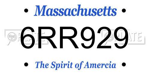 6RR929 Massachusetts License Plate