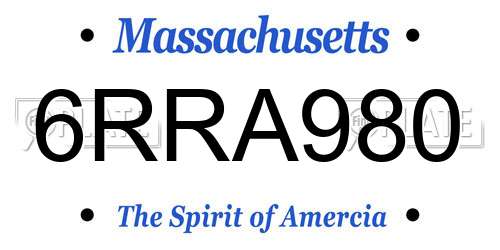 6RRA980 Massachusetts License Plate