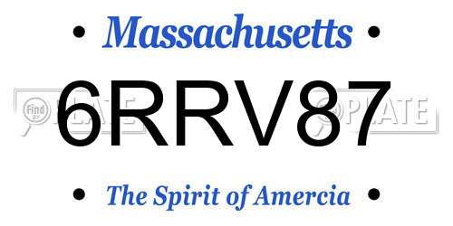 6RRV87 Massachusetts License Plate