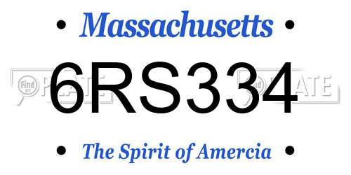 6RS334 Massachusetts License Plate