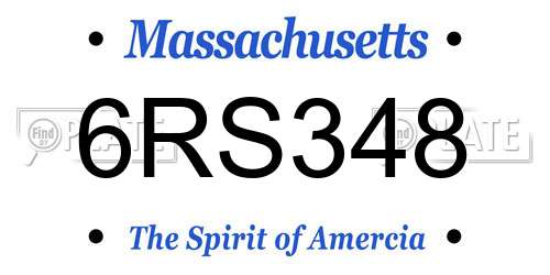 6RS348 Massachusetts License Plate