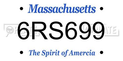 6RS699 Massachusetts License Plate