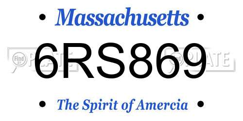 6RS869 Massachusetts License Plate