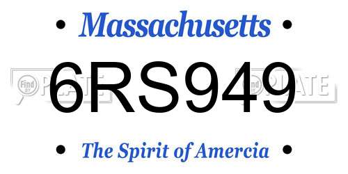 6RS949 Massachusetts License Plate