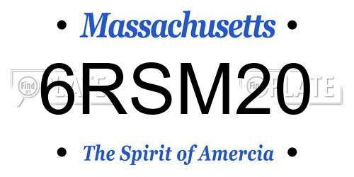6RSM20 Massachusetts License Plate