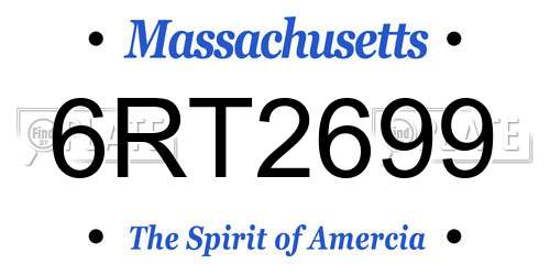 6RT2699 Massachusetts License Plate
