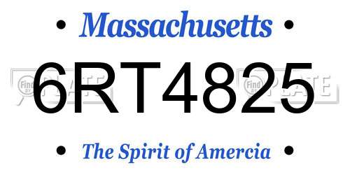 6RT4825 Massachusetts License Plate