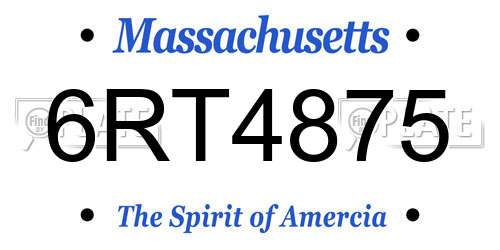 6RT4875 Massachusetts License Plate