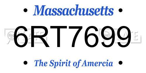 6RT7699 Massachusetts License Plate