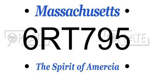 6RT795 Massachusetts License Plate