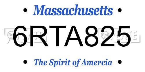 6RTA825 Massachusetts License Plate