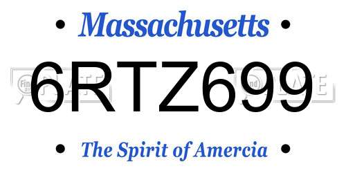 6RTZ699 Massachusetts License Plate