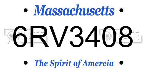 6RV3408 Massachusetts License Plate