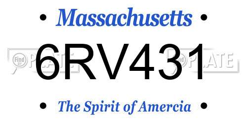 6RV431 Massachusetts License Plate