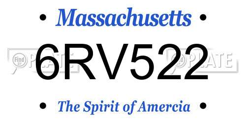 6RV522 Massachusetts License Plate