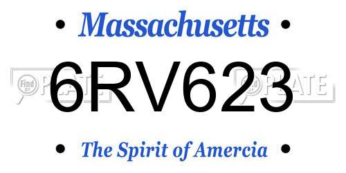 6RV623 Massachusetts License Plate
