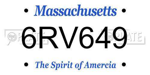 6RV649 Massachusetts License Plate