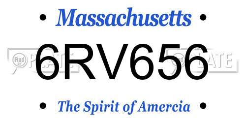 6RV656 Massachusetts License Plate
