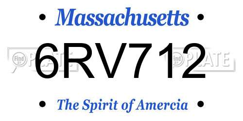 6RV712 Massachusetts License Plate