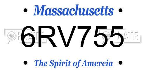 6RV755 Massachusetts License Plate