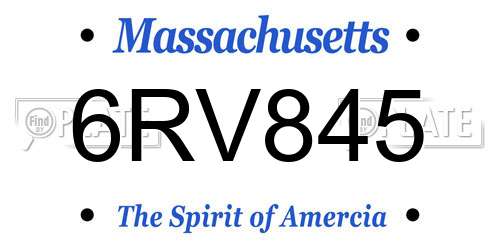 6RV845 Massachusetts License Plate