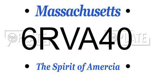 6RVA40 Massachusetts License Plate