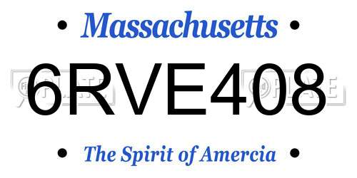 6RVE408 Massachusetts License Plate