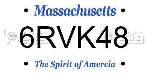 6RVK48 Massachusetts License Plate