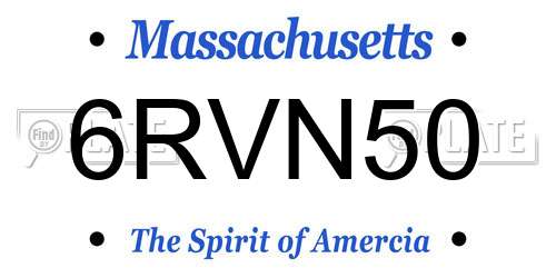 6RVN50 Massachusetts License Plate