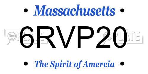 6RVP20 Massachusetts License Plate