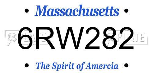 6RW282 Massachusetts License Plate