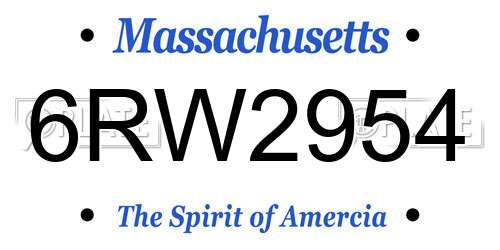 6RW2954 Massachusetts License Plate