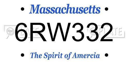 6RW332 Massachusetts License Plate