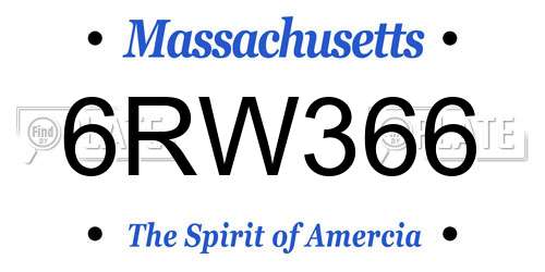 6RW366 Massachusetts License Plate