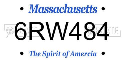 6RW484 Massachusetts License Plate
