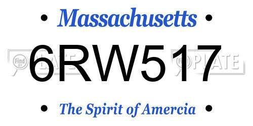 6RW517 Massachusetts License Plate
