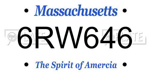 6RW646 Massachusetts License Plate