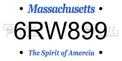 6RW899 Massachusetts License Plate