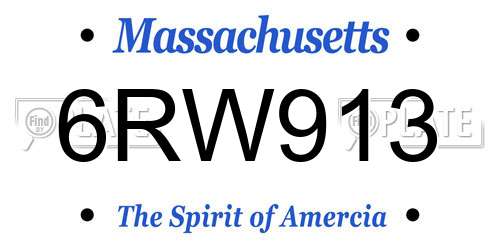 6RW913 Massachusetts License Plate