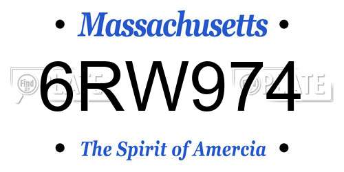 6RW974 Massachusetts License Plate
