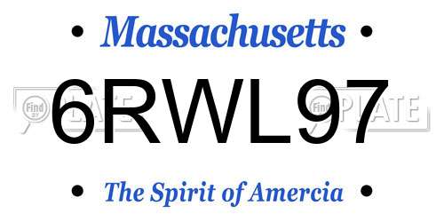 6RWL97 Massachusetts License Plate