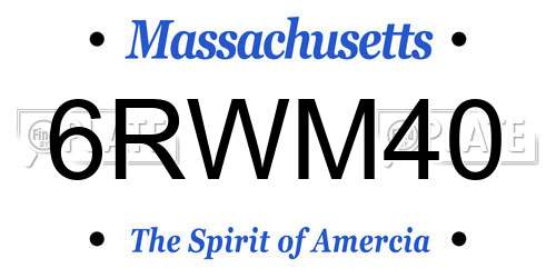 6RWM40 Massachusetts License Plate